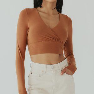 Klassy Network Wrapped Long Sleeve Brami - Camel (Size L)